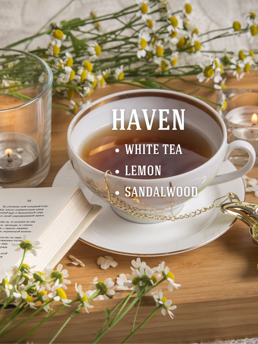 Haven Soy Candle: White Tea, Lemon, Sandalwood