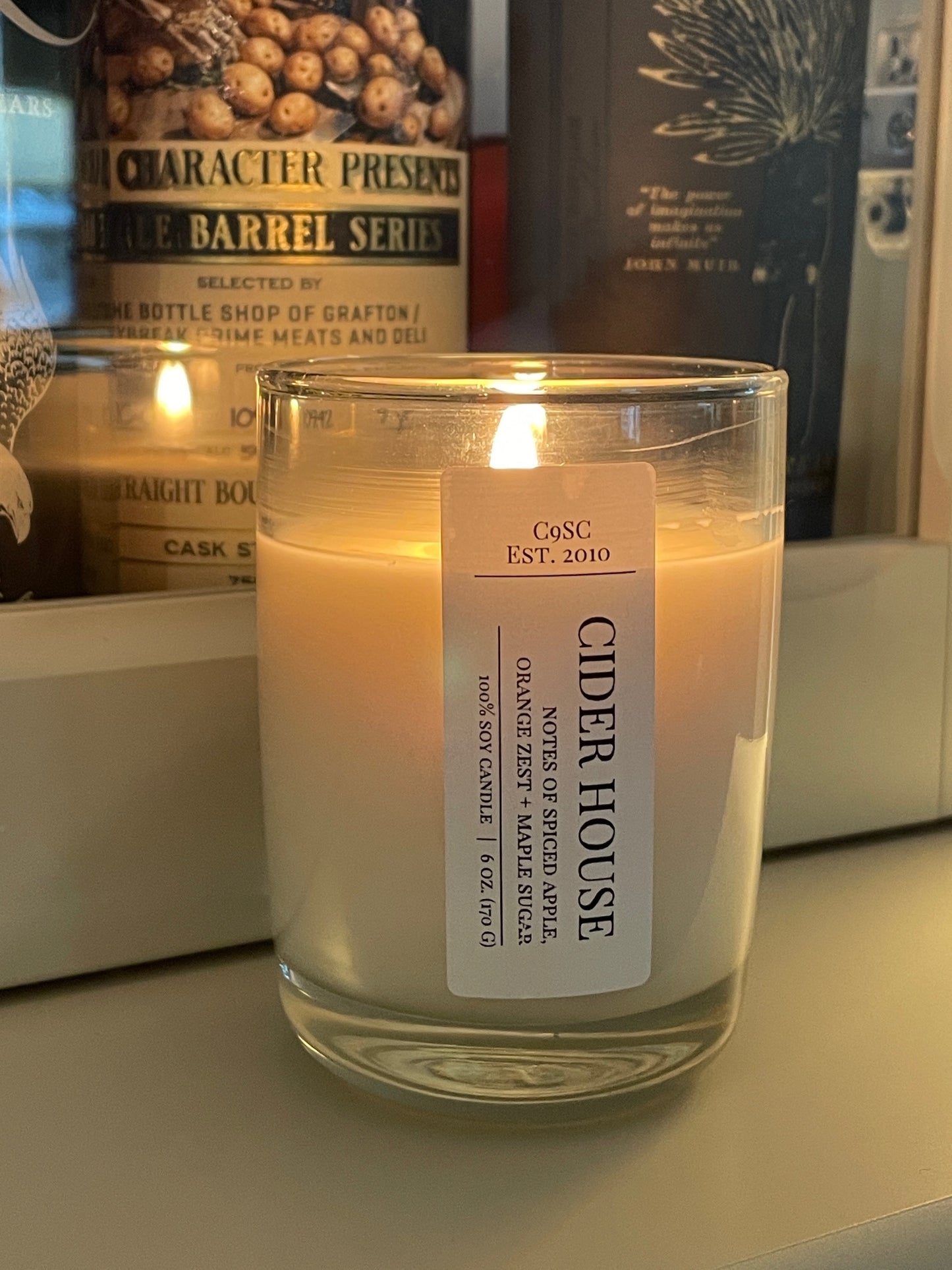 Cider House Rocks Glass Soy Candle: Spiced Apple, Orange Zest, Maple Sugar