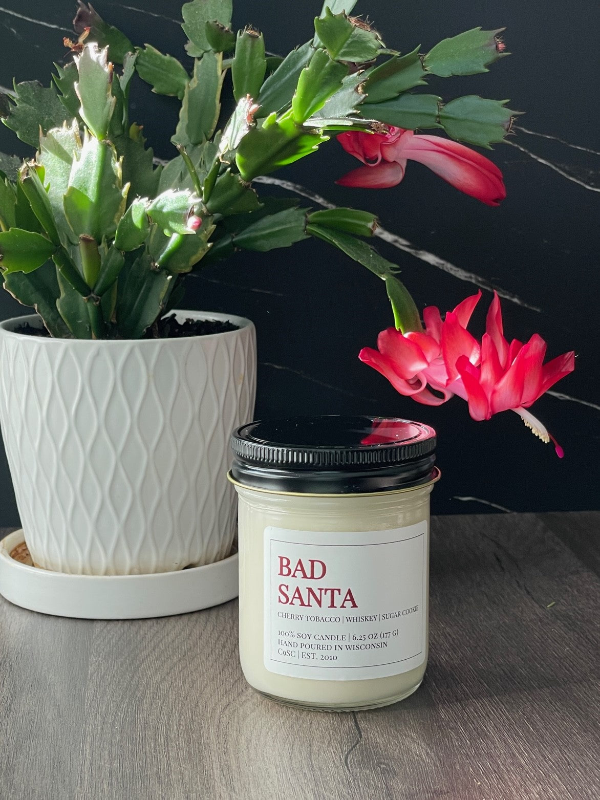 Bad Santa Limited Edition Soy Candle: Cherry Tobacco, Whiskey, Vanilla