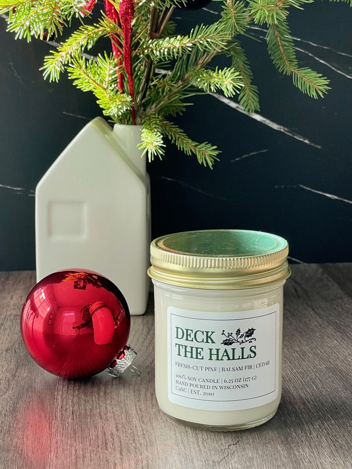 Deck The Halls Soy Candle: Fresh-Cut Pine, Juniper Berries, Cedar