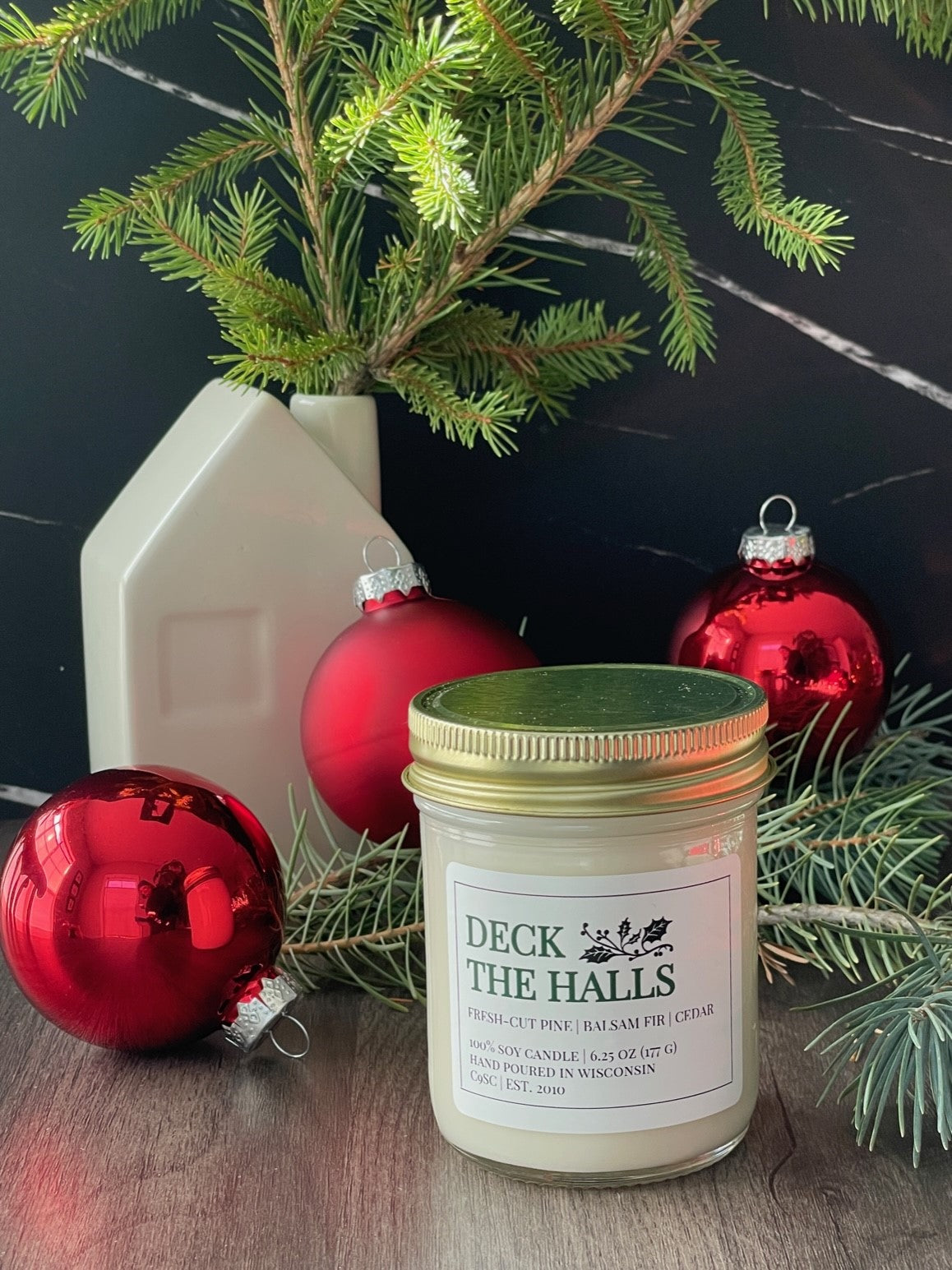 Deck The Halls Soy Candle: Fresh-Cut Pine, Juniper Berries, Cedar