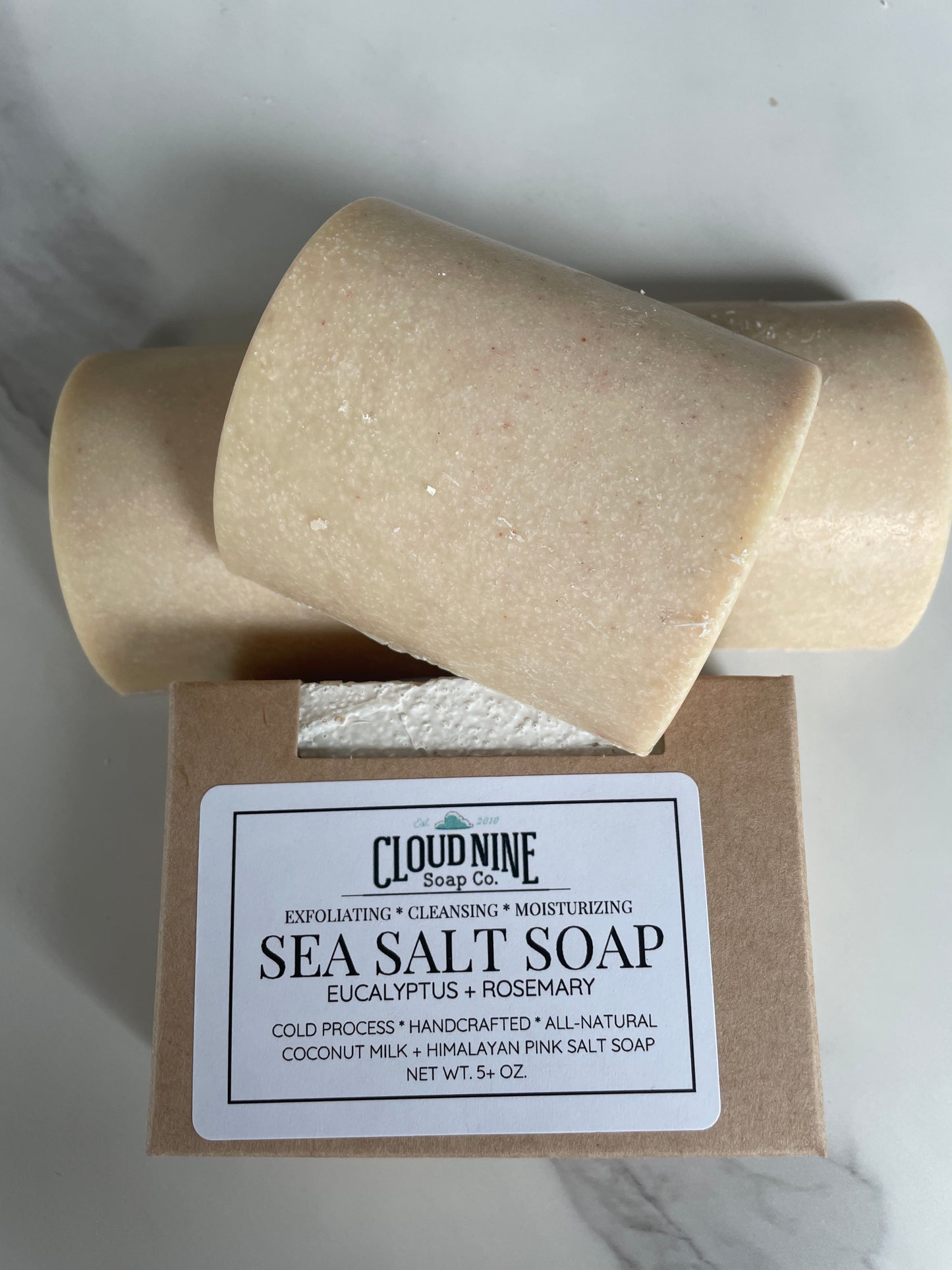 (Restocking 9-15-26) Sea Salt Spa Bar: Coconut Milk, Himalayan Pink Salt, Rosemary + Eucalyptus