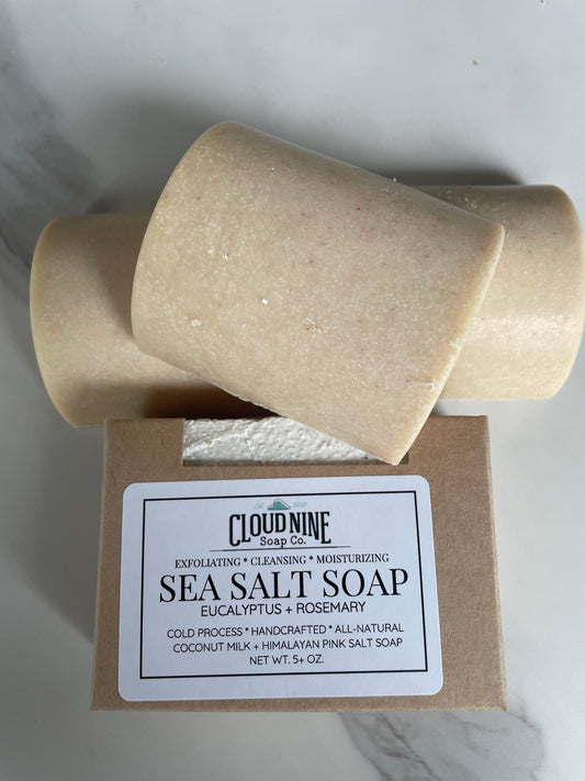 (Restocking 9-15-26) Sea Salt Spa Bar: Coconut Milk, Himalayan Pink Salt, Rosemary + Eucalyptus