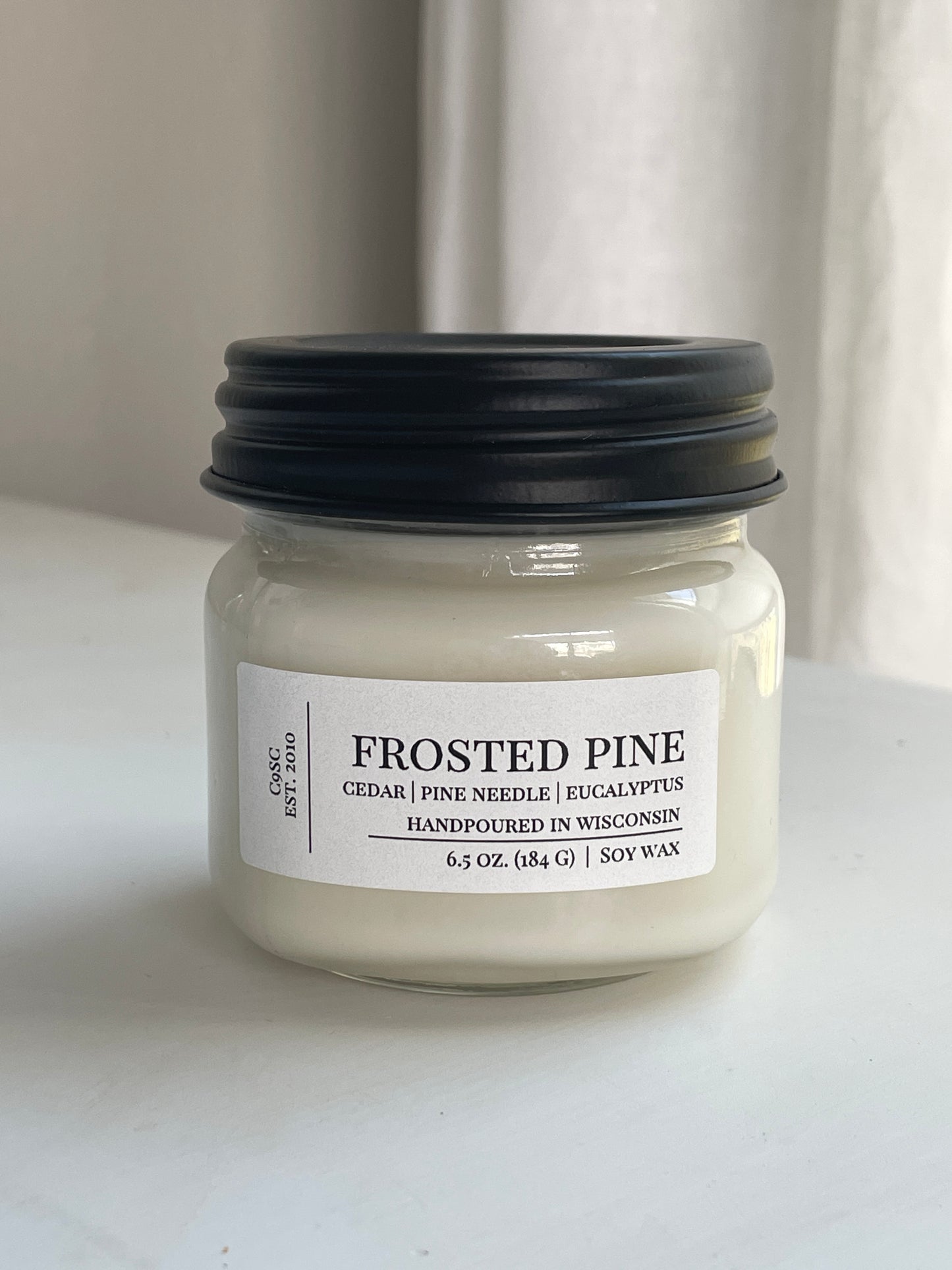Frosted Pine Soy Candle: Fresh-Cut Pine, Fir Needle, Eucalyptus