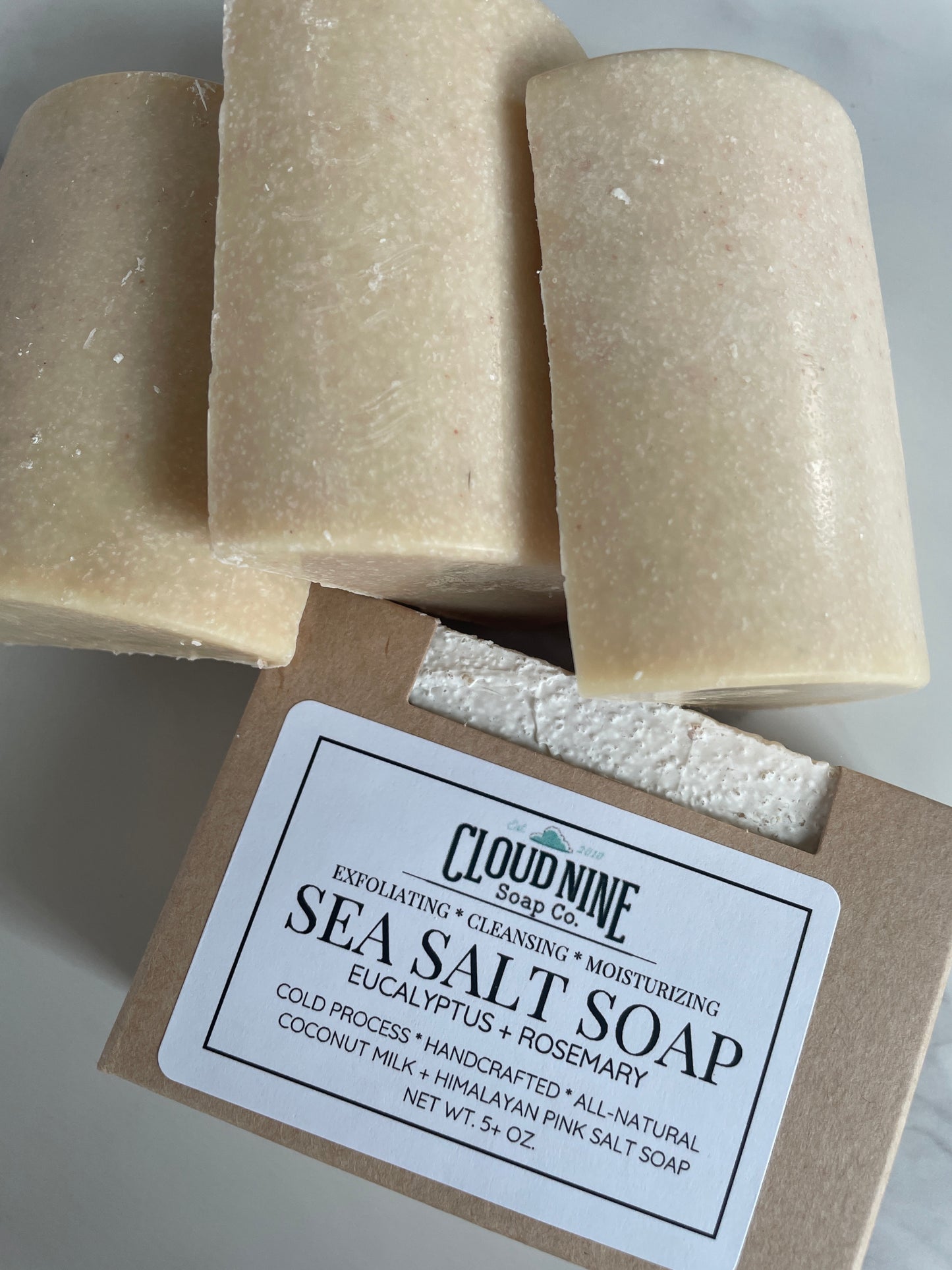 (Restocking 9-15-26) Sea Salt Spa Bar: Coconut Milk, Himalayan Pink Salt, Rosemary + Eucalyptus