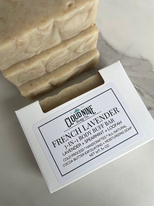 NEW! Body Buff Bar, French Lavender: Lavender + Spearmint + Loofah
