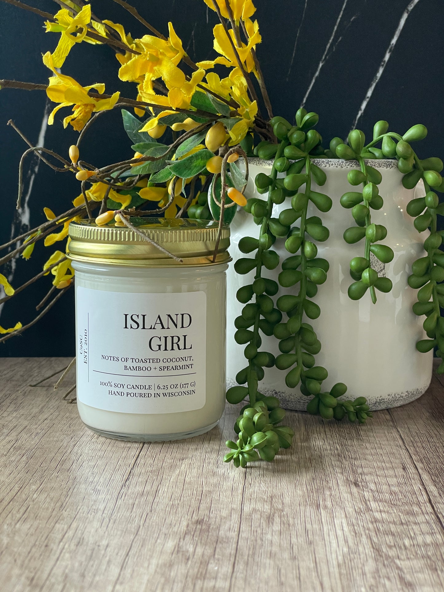 NEW! Island Girl Soy Candle: Toasted Coconut, Bamboo, Spearmint