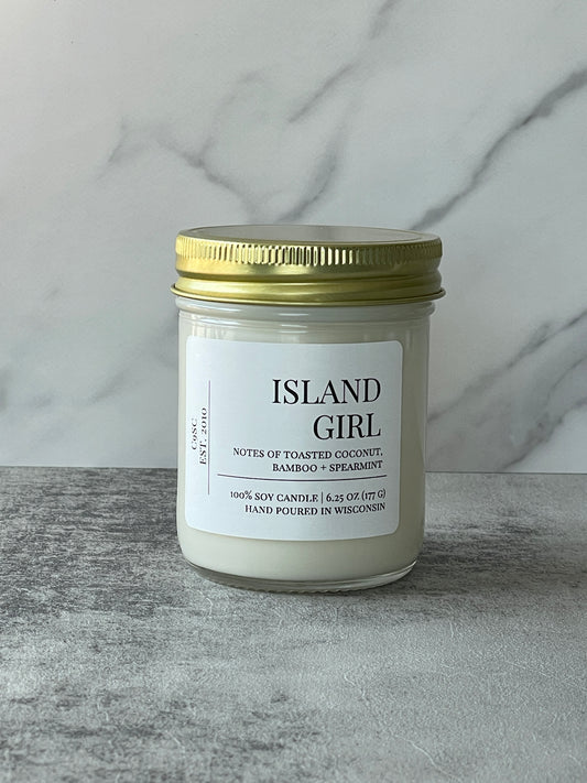 Island Girl Soy Candle: Toasted Coconut, Bamboo, Spearmint