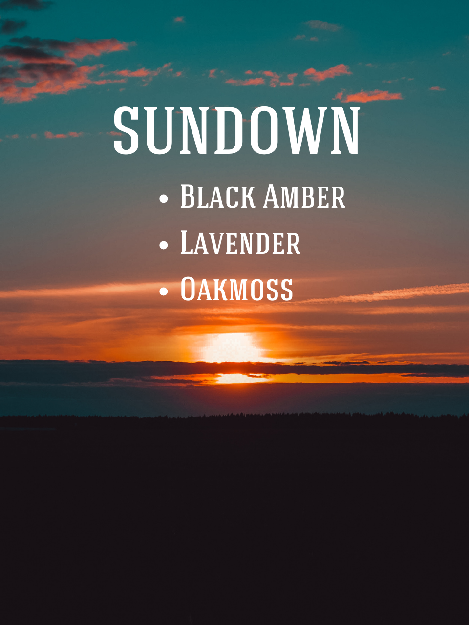 Sundown Soy Candle: Black Amber, Lavender, Oakmoss