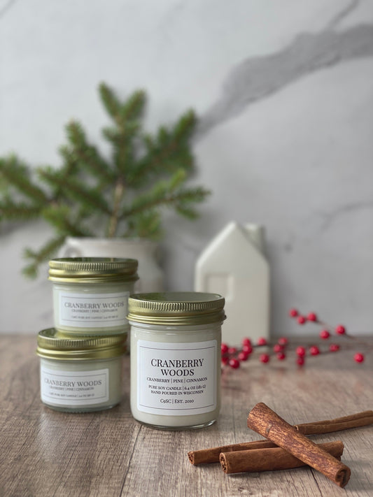 Cranberry Woods Soy Candle: Tart Cranberry, Pine Needle, Cinnamon