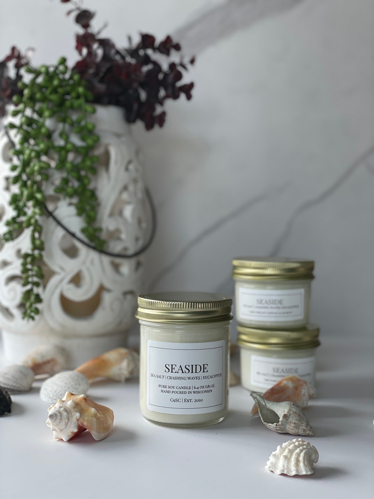 Seaside Soy Candle: Sea Salt, Crashing Waves, Eucalyptus